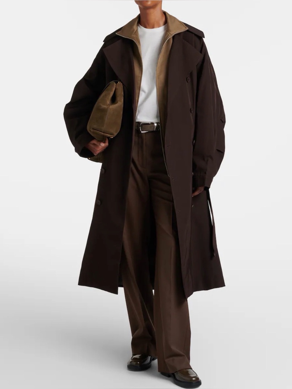The Frankie Shop Mavis Oversized Brown Trench Coat XS/S